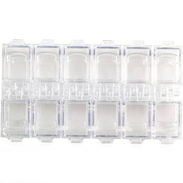 12 Solts Empty Clear Plastic Jewelry Beads Rings Storage Boxes Round Container